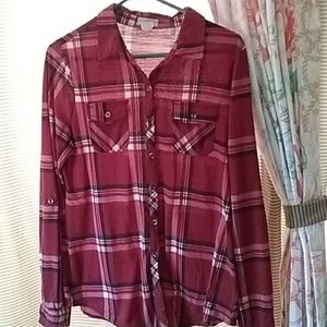 Passport button up flannel/Women's Size Large